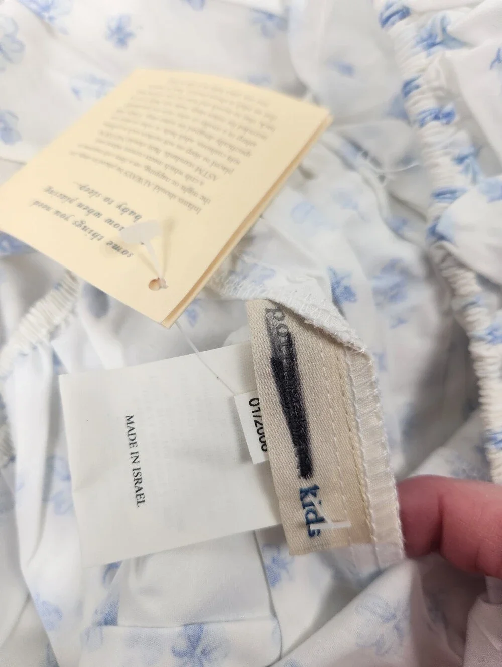 Pottery Barn Kids French Rose Floral Crib Fitted Sheet 100% Cotton NOS Blue